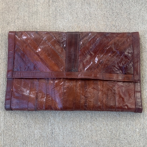 Vintage 80s eel skin wallet clutch 11 x 6 - Picture 1 of 6